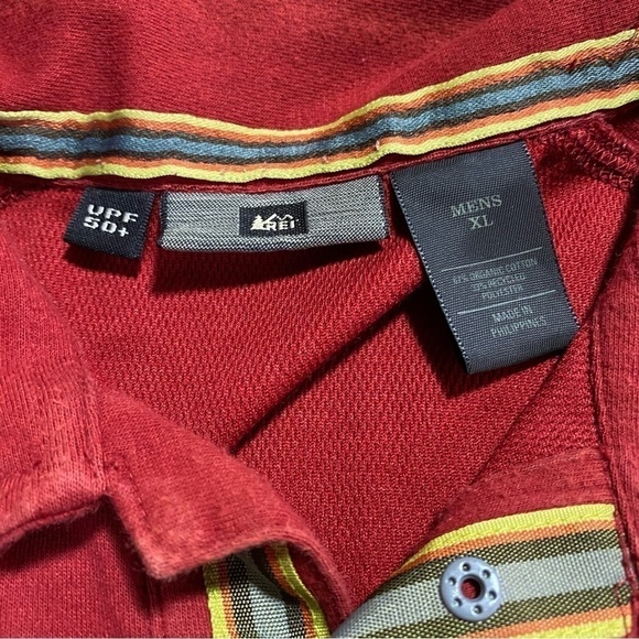 REI Red Snap Front UPF 50+ Polo Shirt, Size XL - Picture 9 of 14